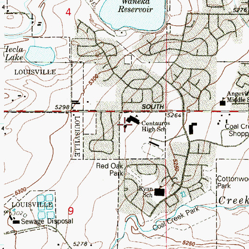 Topographic Map of Centaurus High School, CO