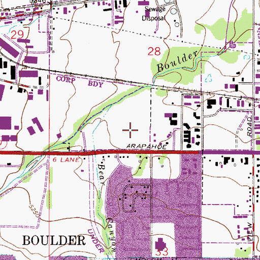 Topographic Map of Boulder Community Foothills Hospital, CO