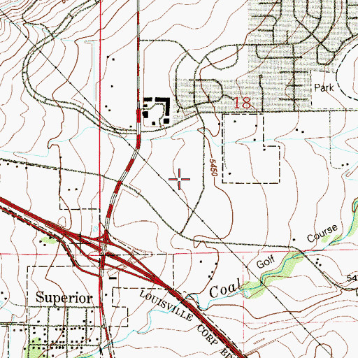 Topographic Map of Louisville Post Office, CO