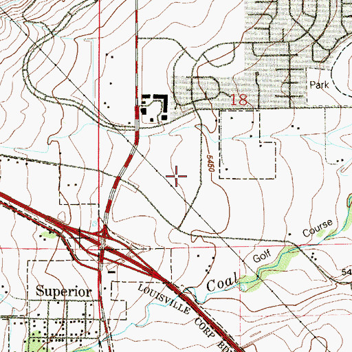 Topographic Map of Louisville Post Office, CO