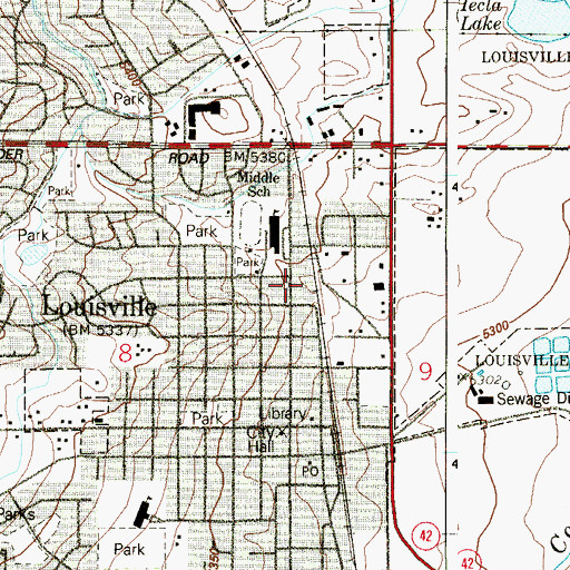 Topographic Map of Louisville Fire Protection District Station 1, CO