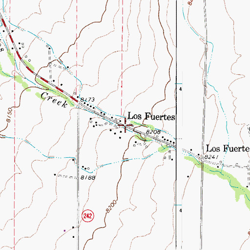 Topographic Map of Los Fuertes, CO