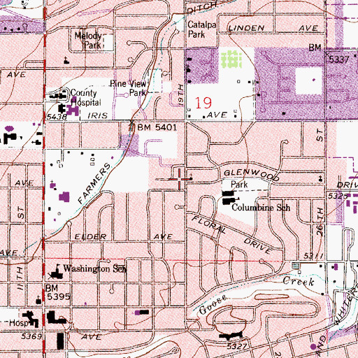 Topographic Map of Bethel United Methodist Church, CO