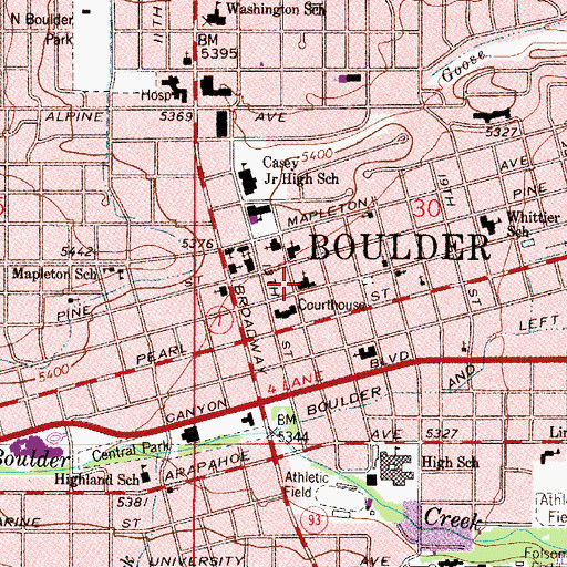 Topographic Map of First Methodist Episcopal Church, CO