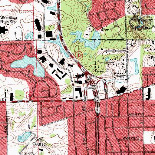 Topographic Map of International Plaza Shopping Center, IL