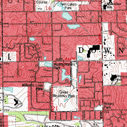 Topographic Map of Williamsport Center Shopping Center, IL
