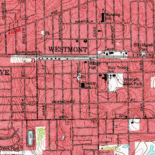 Topographic Map of Lebeck Park, IL