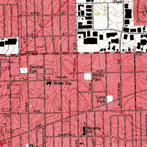 Topographic Map of Westmont Fire Department Station 2, IL