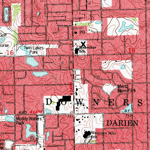 Topographic Map of Westmont Fire Department Headquarters Station, IL