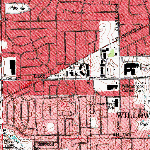 Topographic Map of Our Lady of Peace Church, IL