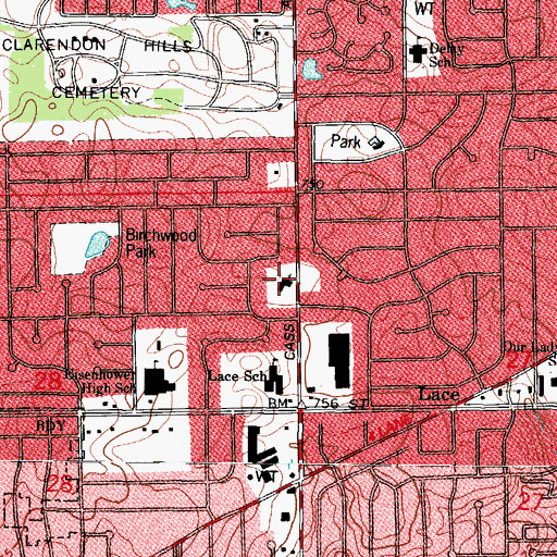 Topographic Map of Saint John Evangelical Lutheran Church, IL