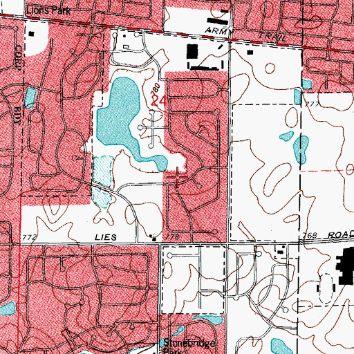 Topographic Map of Heritage Lakes Elementary School, IL