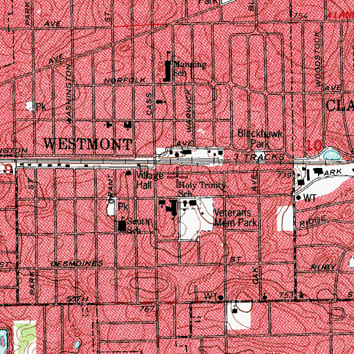 Topographic Map of Church of Jesus Christ, IL