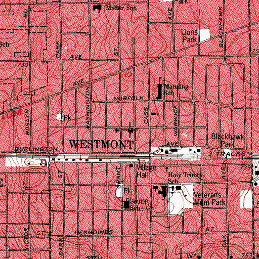 Topographic Map of First United Methodist Church, IL