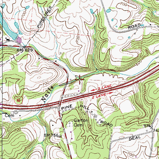 Topographic Map of Becks Branch, TN
