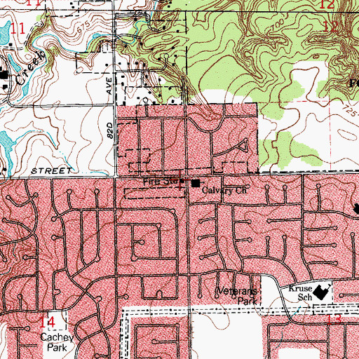 Topographic Map of Orland Fire Protection District Station 2, IL