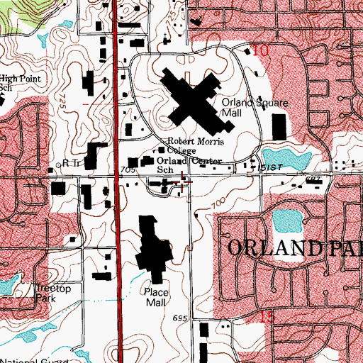 Topographic Map of Orland Township Office, IL
