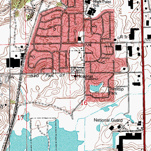Topographic Map of Palos Primary Care Medical Center, IL