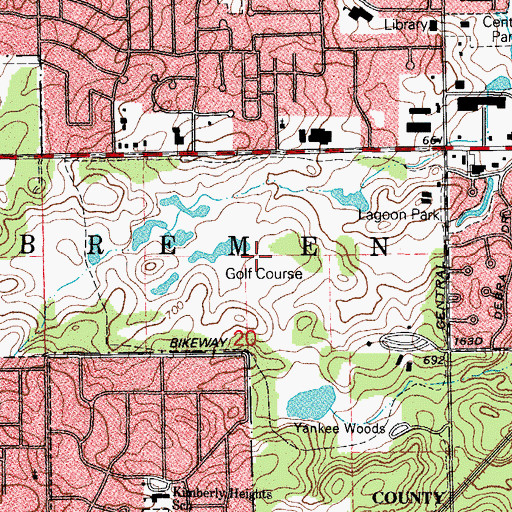 Topographic Map of George W Dunne National Golf Course, IL