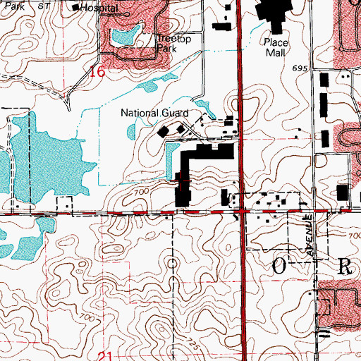 Topographic Map of Lakeview Plaza Shopping Center, IL