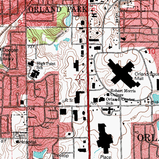 Topographic Map of Park Pointe Plaza Shopping Center, IL