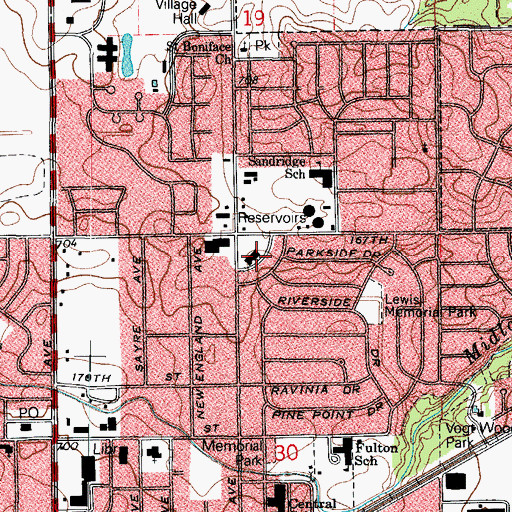 Topographic Map of South Shopping Center, IL