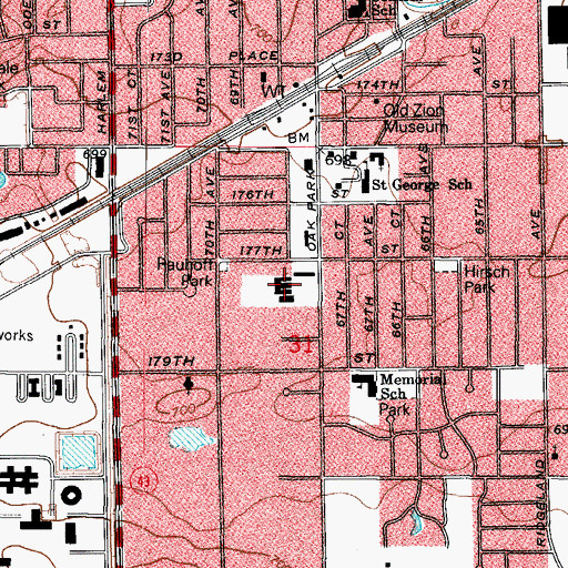 Topographic Map of Tinley Corporate Center, IL
