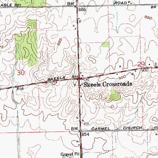 Topographic Map of Skeels Crossroads Post Office (historical), OH