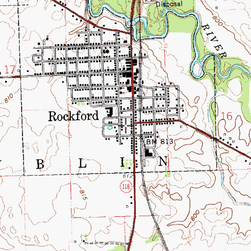 Topographic Map of Rockford Post Office, OH