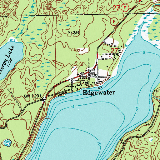 Topographic Map of Edgewater Post Office, WI