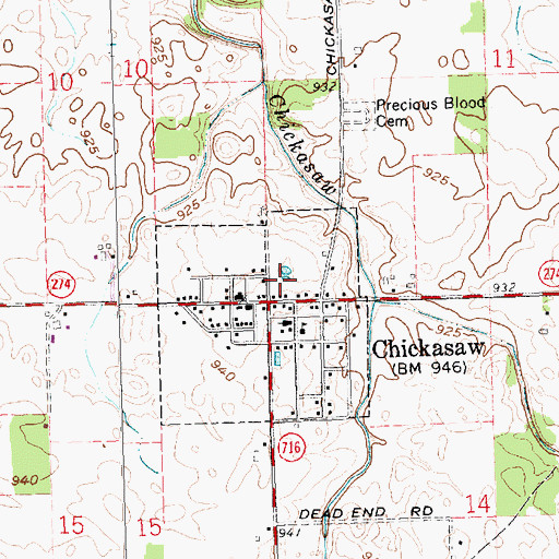 Topographic Map of Chickasaw Lake Post Office, OH