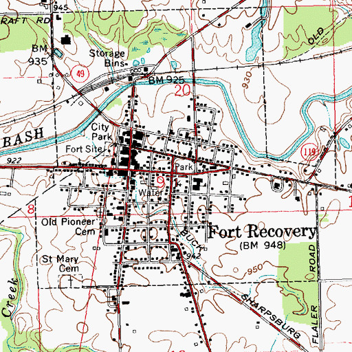 Topographic Map of Fort Recovery Post Office, OH