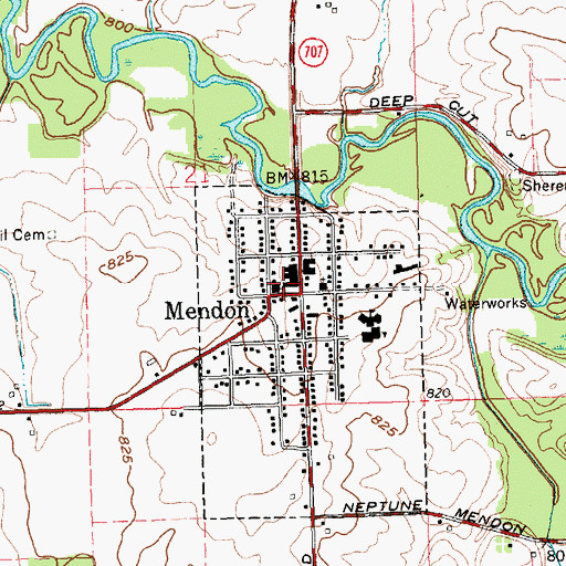 Topographic Map of Mendon Post Office, OH