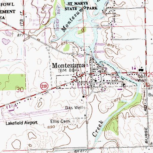 Topographic Map of Montezuma Post Office, OH
