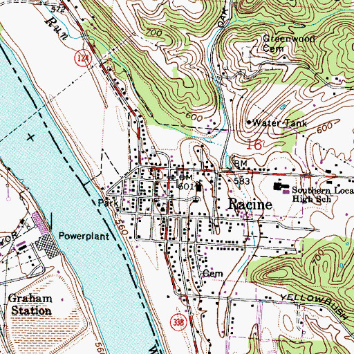 Topographic Map of Racine Post Office, OH