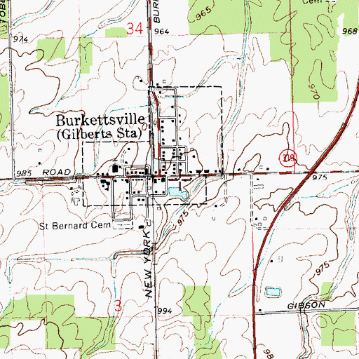 Topographic Map of Berkettsville Post Office, OH