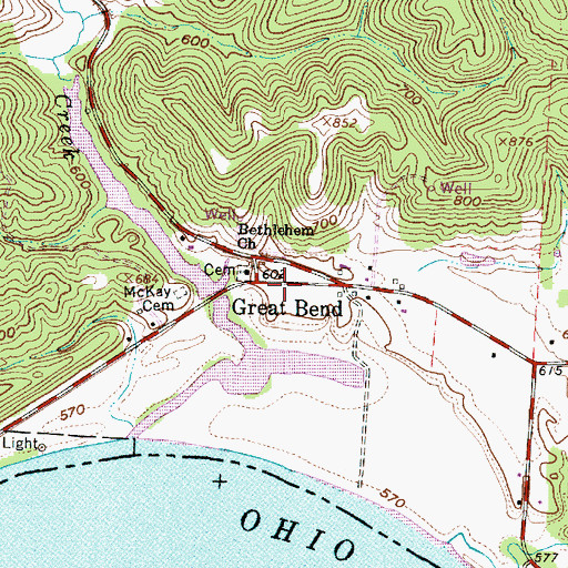 Topographic Map of Greatbend Post Office (historical), OH