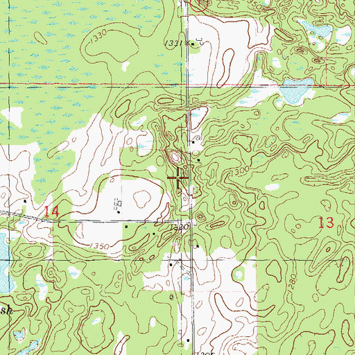 Topographic Map of Birchwood Town Hall, WI