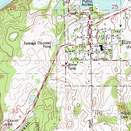 Topographic Map of Birchwood Water Tower, WI