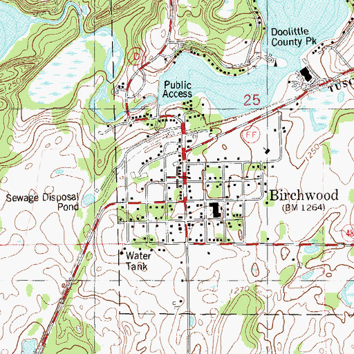 Topographic Map of Birchwood Post Office, WI