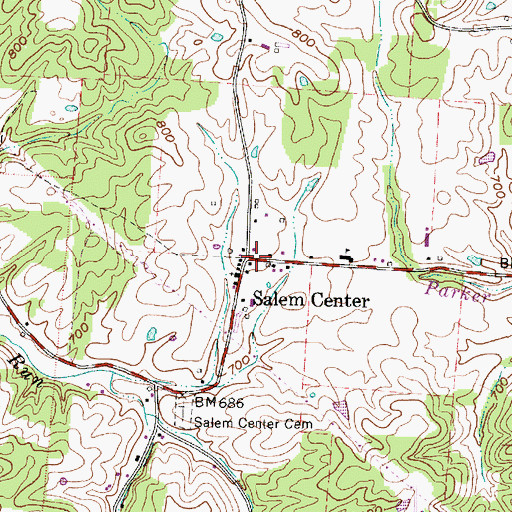 Topographic Map of Salem Center Post Office (historical), OH