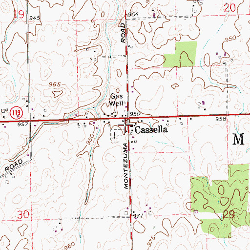 Topographic Map of Cassella Post Office (historical), OH