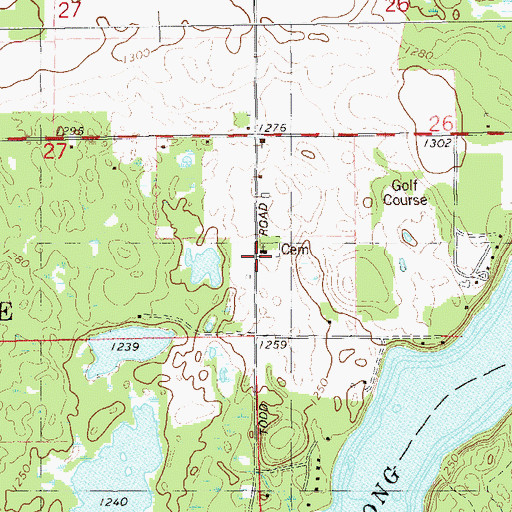 Topographic Map of Evergreen Chapel, WI