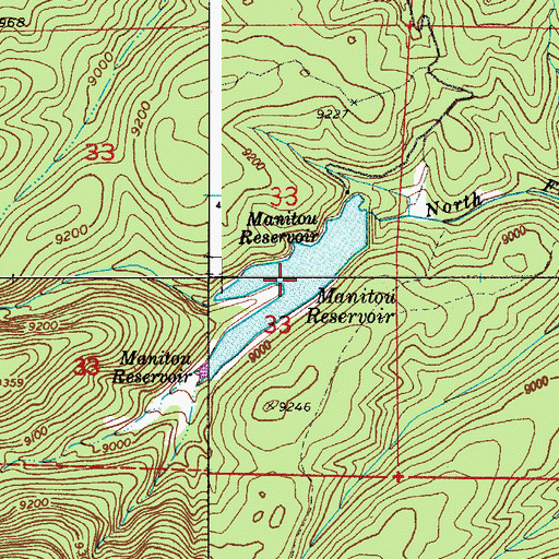 Topographic Map of Manitou Reservoir, CO
