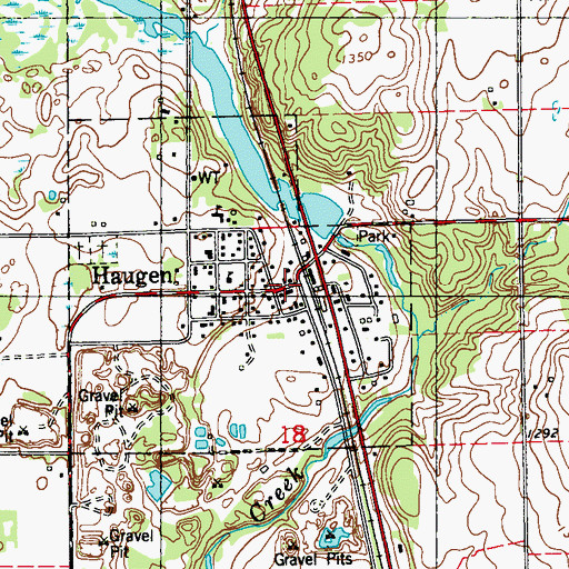 Topographic Map of Haugen Post Office, WI
