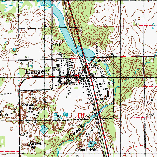 Topographic Map of Haugen Village Hall, WI