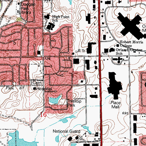 Topographic Map of Cameno Real Park, IL