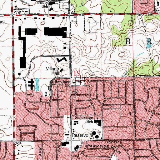Topographic Map of Saint Boniface Park, IL