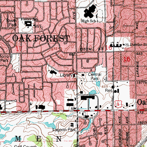 Topographic Map of Acorn Public Library, IL