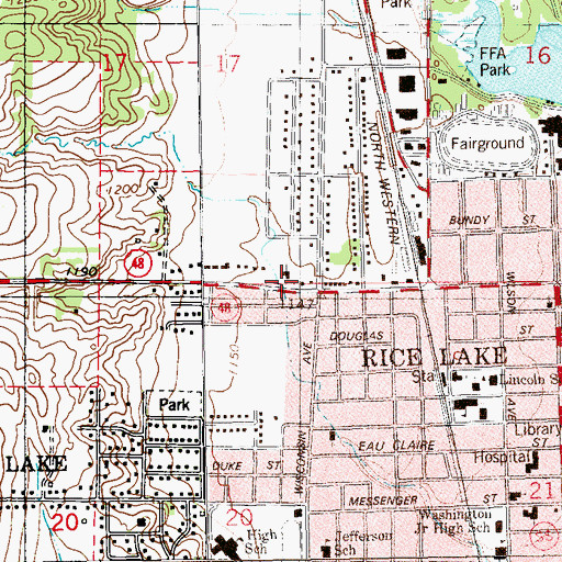 Topographic Map of Assembly of God Church, WI